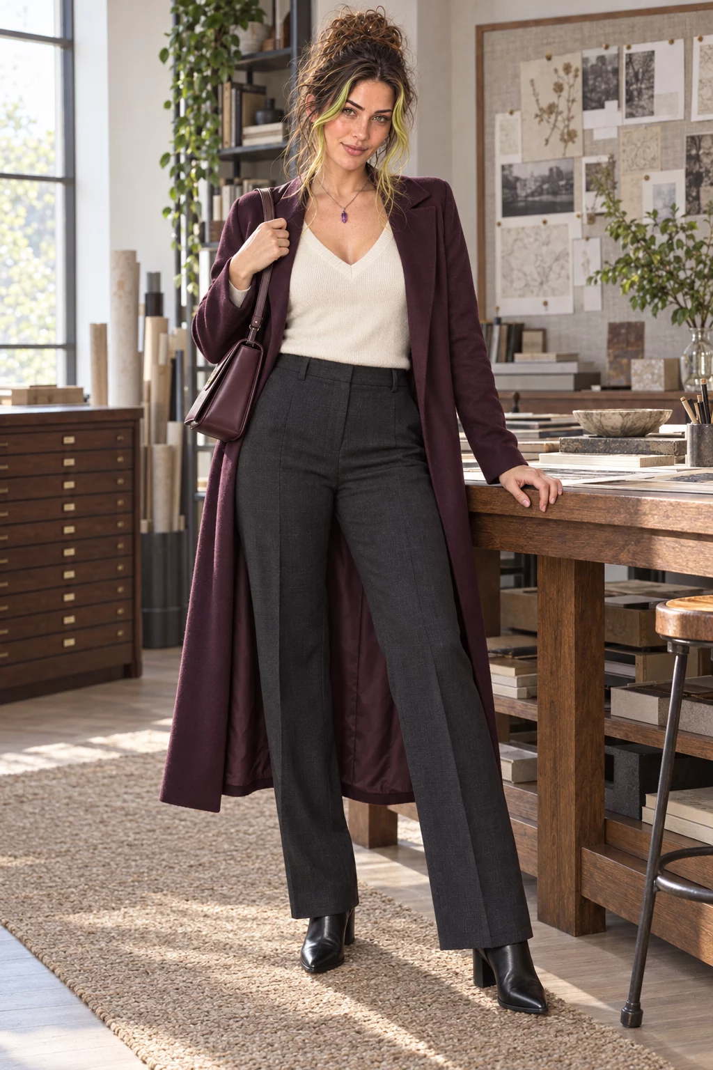 Octavia in Cream, charcoal and plum private archive, from an archival sitting